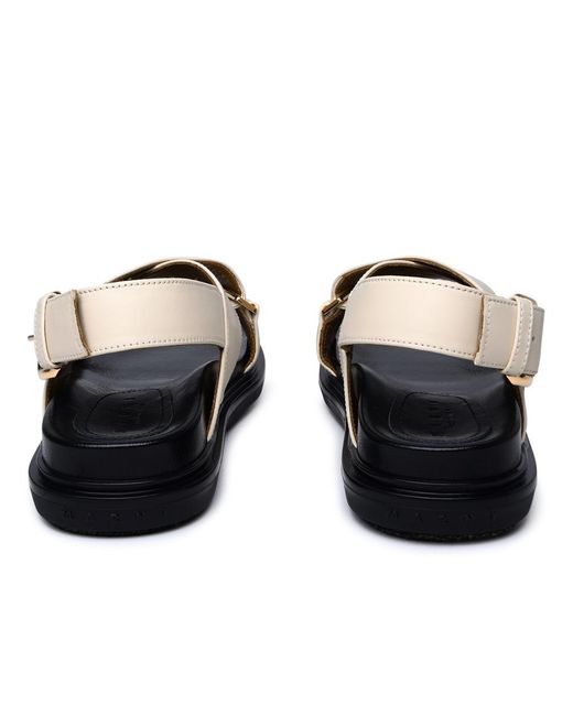 Marni Black Ivory Leather Sandals