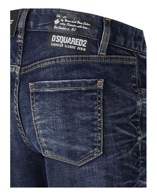 DSquared² Blue Dark Cotton Blend Jeans