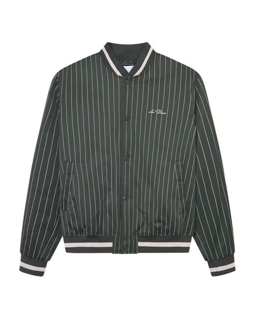 Les Deux Green "Varsity Tech Pinstripe" Jacket for men