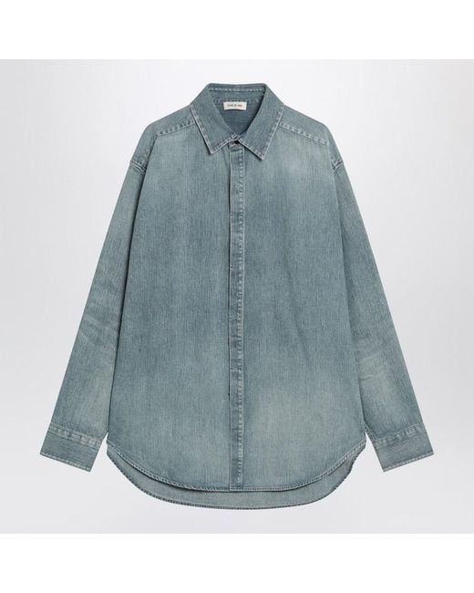 Fear Of God Blue Light Shirt With Faded Denim Effect for men