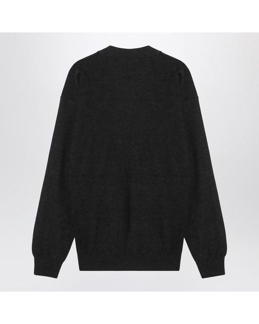 Lemaire Black Charcoal Wool-Blend Cardigan for men