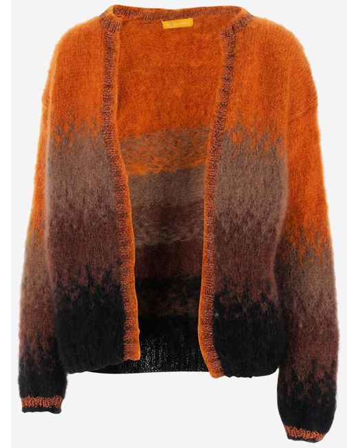 Rose Carmine Wool And Mohair Blend Cardigan in Brown Lyst