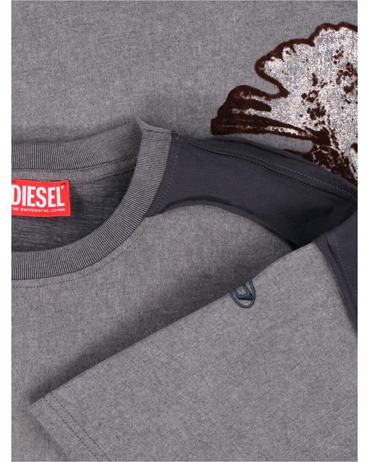 DIESEL Gray Peeloff" T-Shirt With Eagle Print for men
