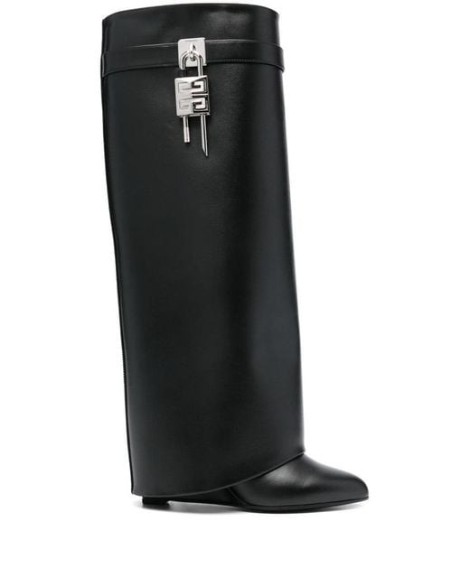 Givenchy Black Shark Lock Leather Boots