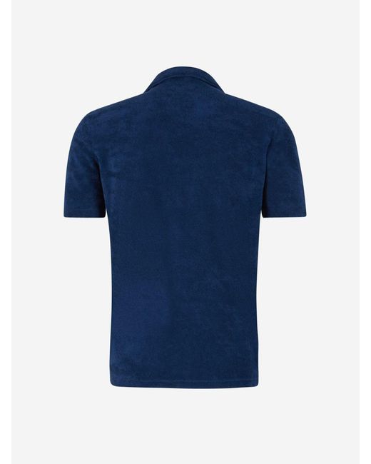 Gran Sasso Blue Cotton Polo Towel for men
