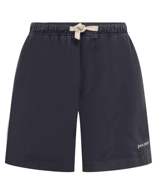 Palm Angels Blue Classic Shorts With Logo for men