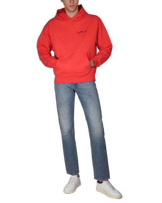 sunflower Red Sweatshirt With Logo Embroidery for men