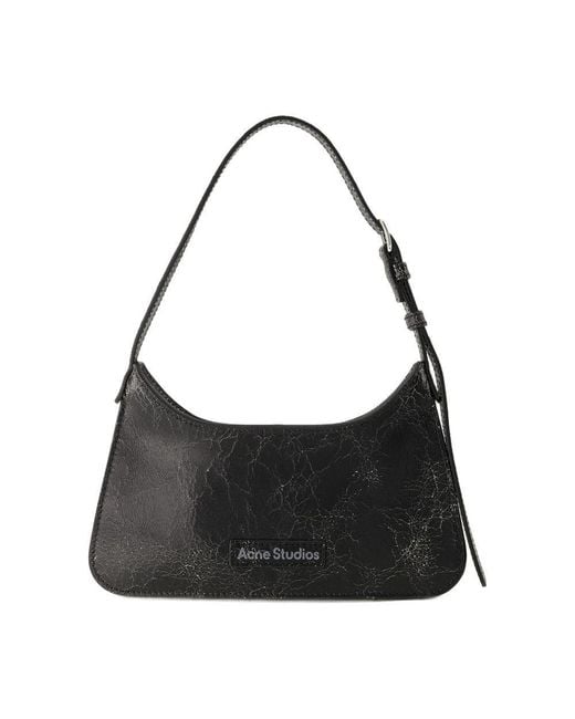 Acne Black Platt Micro Crackle Hobo Bag