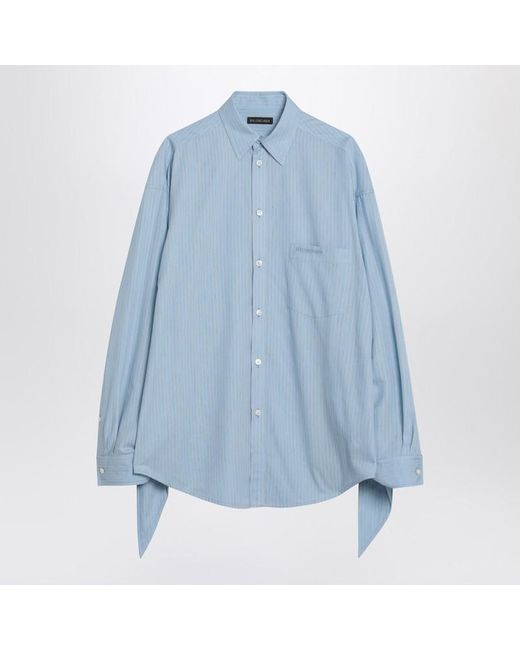 Balenciaga Blue Light Striped Shirt With Knotted Cuffs