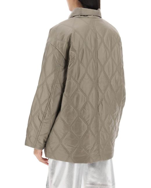 Ganni Natural Quilted Oversized Coat