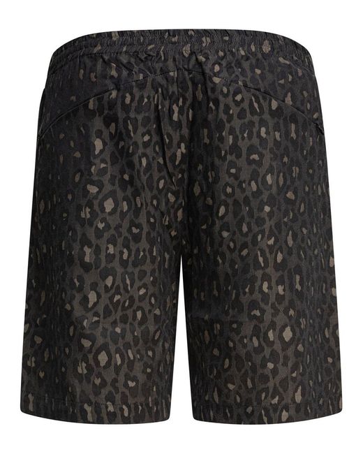 Needles Black Leopard Shorts for men