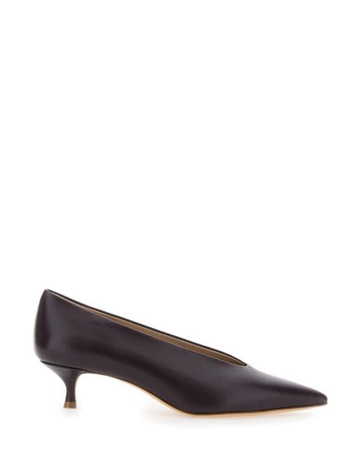Le Monde Beryl Brown Pumps With Pointed Toe And Low Heel