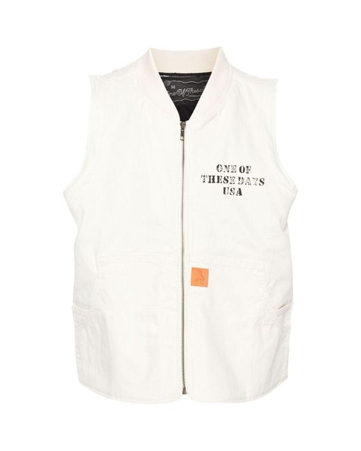 One Of These Days White Outwear Waistcoats for men