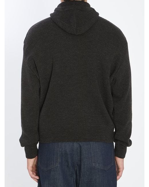 Lemaire Black Hooded Sweater for men