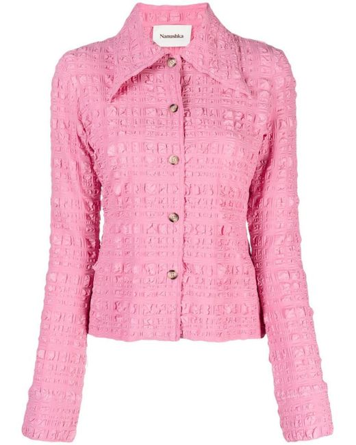 Nanushka Pink Lotte Seersucker Shirt