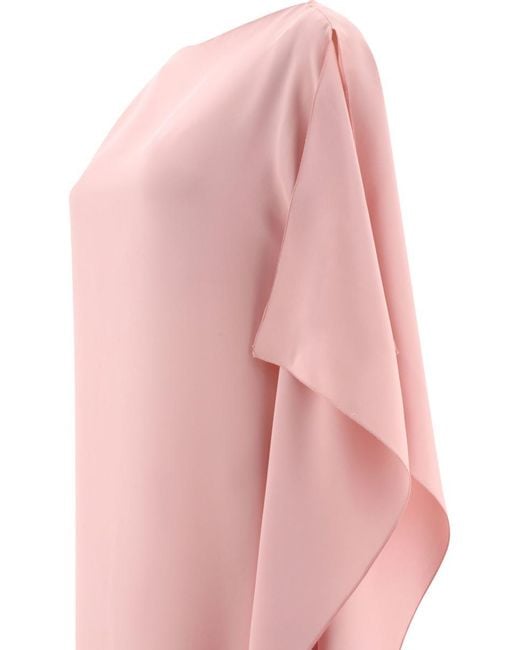 Max Mara Pianoforte Pink "Bora" One-Shoulder Crêpe De Chine Dress