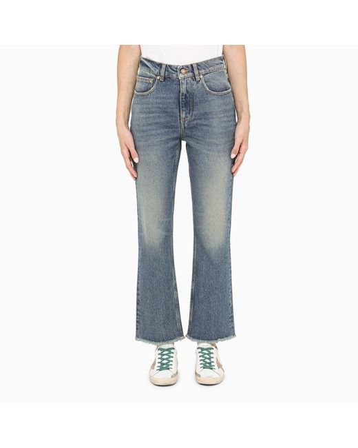 Golden Goose Cropped And Flared Blue Jeans | Lyst