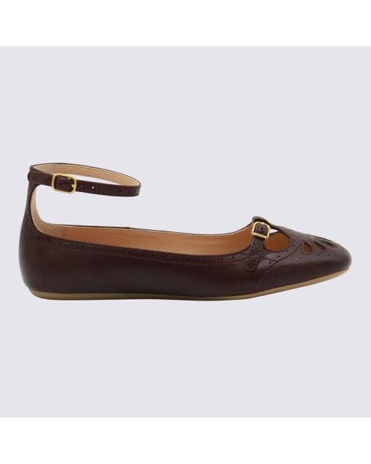 Chloé Brown Dark Leather Flats