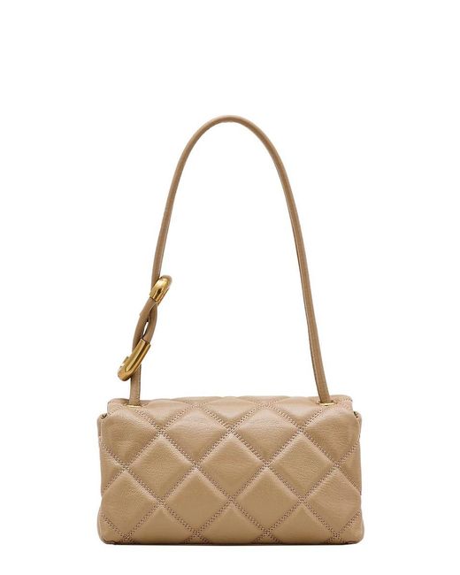 Marc Jacobs Natural 'mini Dual' Beige Quilted Crossbody Bag With Turn-lock Closure And Adjustable Shoulder Strap In Leather Woman