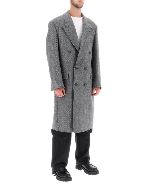ANDERSSON BELL Gray 'moriens' Double-breasted Coat for men