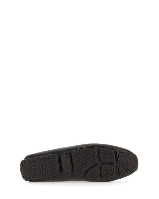 Bally White Leather Driver Moccasins With Rubber Sole for men