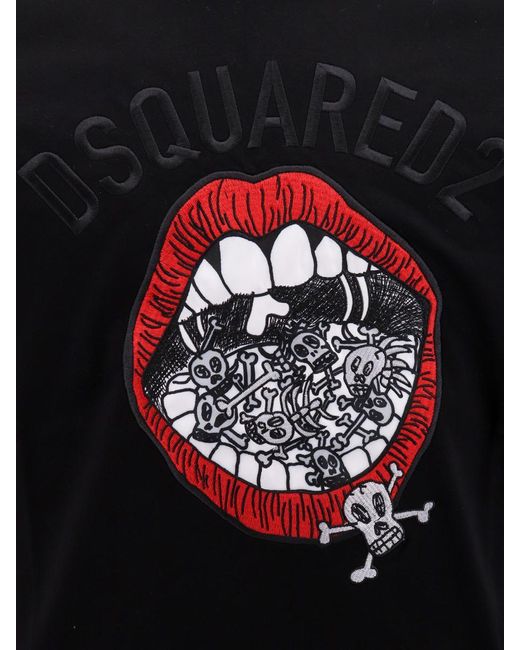 DSquared² Black Cool Fit Embroidered Tee for men