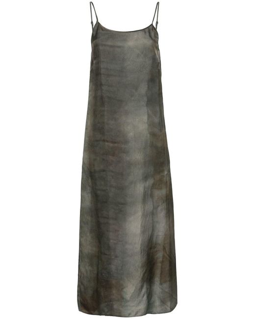 Uma Wang Gray Midi Dress With Abstract Print