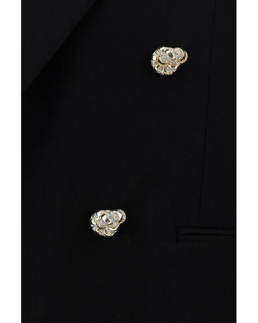 Lanvin Black Jewel-buttons Open-front Blazer