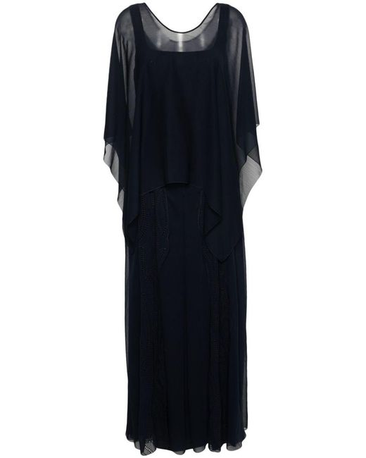 Alberta Ferretti Black Sleeveless Evening Gown With Cape