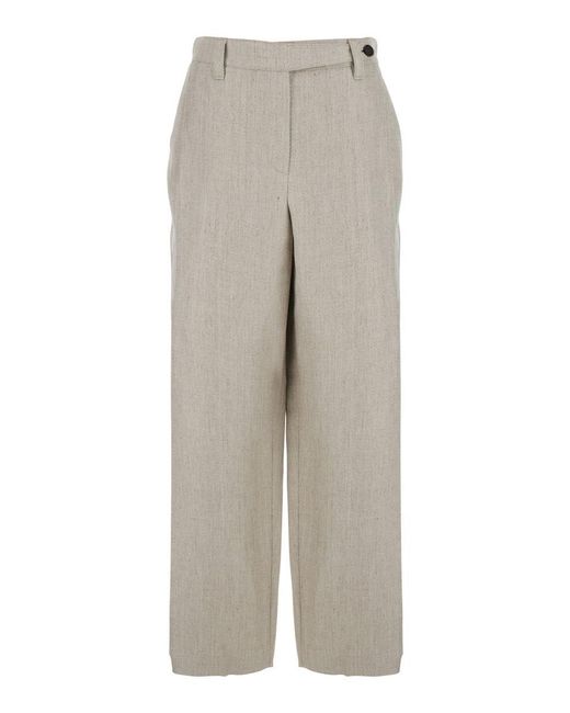 Brunello Cucinelli Gray Pants With Hidden Front Closure And Applied Buttons