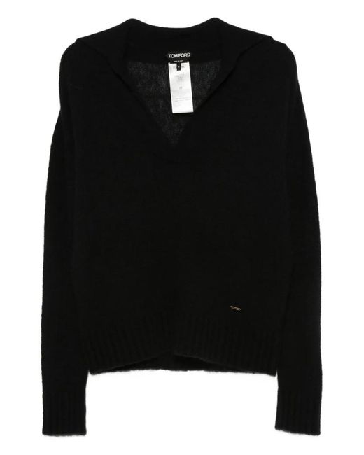 Tom Ford Black Long Sleeve Cashmere Silk Polo