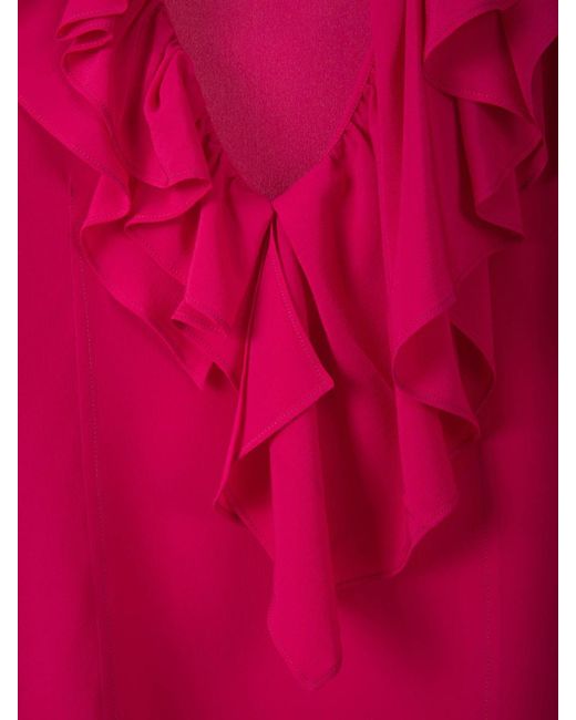 Victoria Beckham Pink Silk Ruffled Blouse
