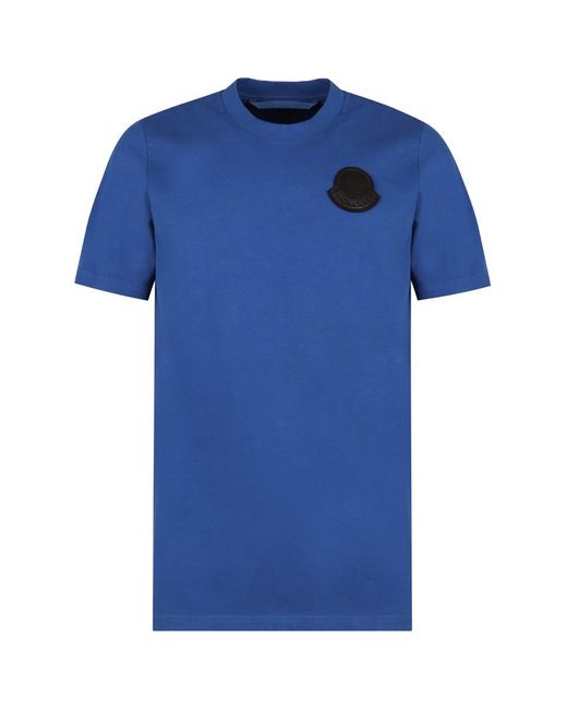 Moncler Blue Cotton Crew-Neck T-Shirt for men