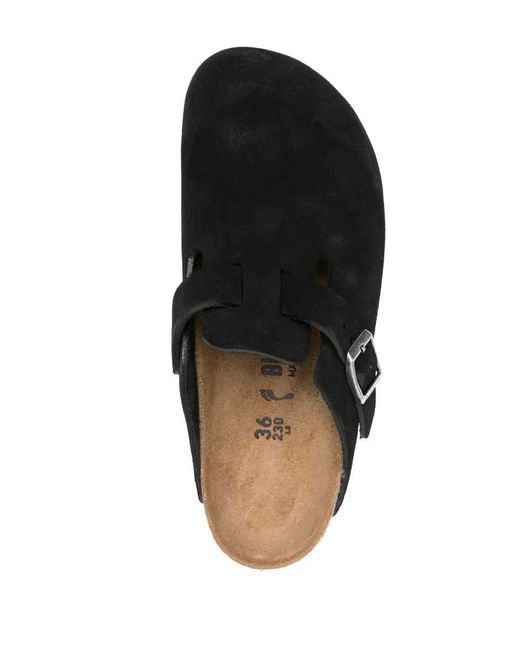 Birkenstock Black Boston Suede Mule Shoes