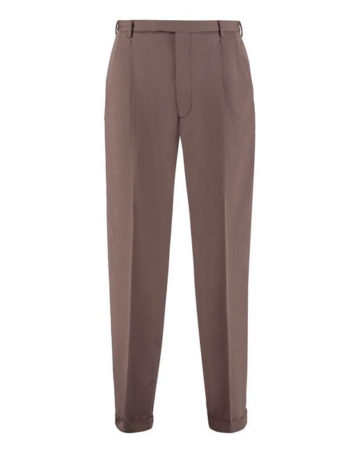 Gucci Brown Wide-leg Pleated Wool-twill Trousers for men