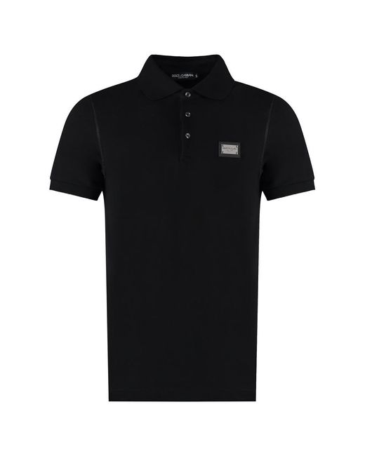 Dolce & Gabbana Black Cotton-piqué Polo Shirt for men