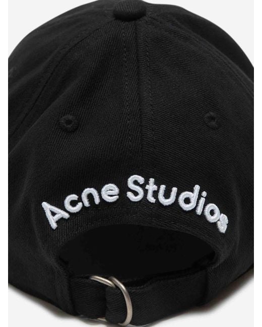 Acne Black Embroidered Cotton Hat for men