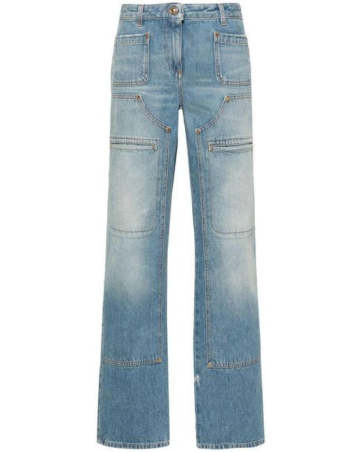 Palm Angels Blue Knee-Panel Mid-Rise Straight Jeans