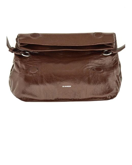 Jil Sander Brown Mini Rollup Handbag