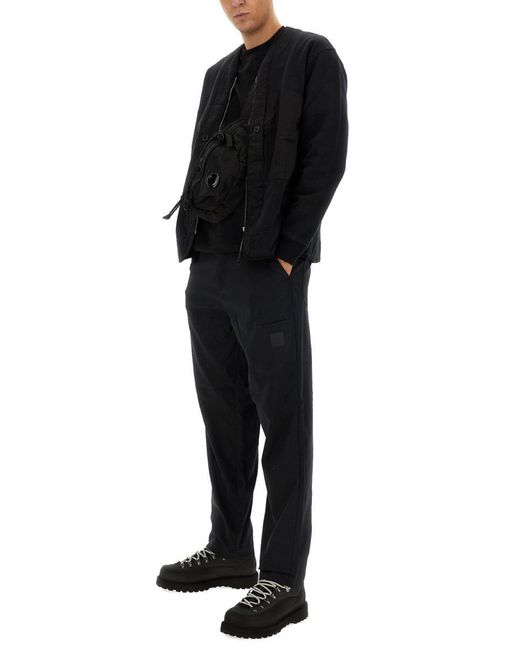 C P Company Black Buttoned Front Zip Sweatshirt for men