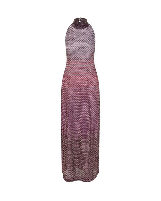 Missoni Purple Sequin-embellished Sleeveless Maxi Dress