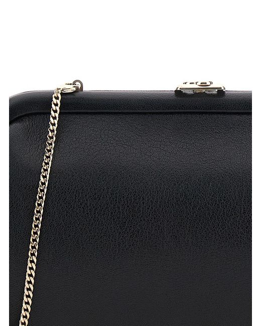 クラッチバッグ JIMMY CHOO BLACK LEATHER SKYLAR CLUTCH Skylar | Black Shiny Snake Printed Leather Clutch with