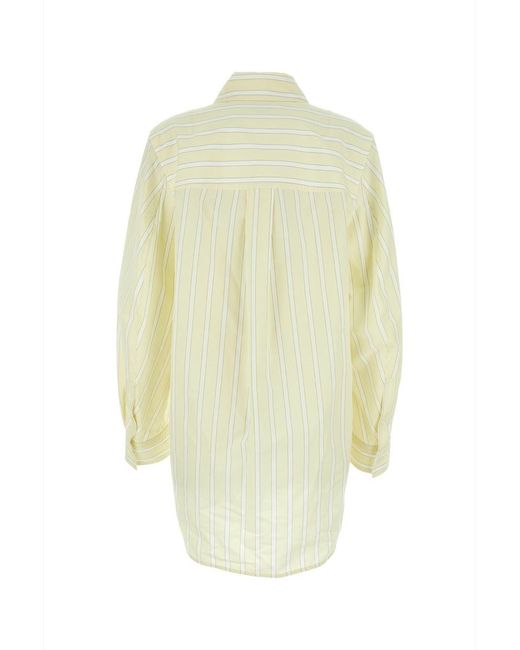Bottega Veneta Yellow Embroidered Cotton Blend Oversize Shirt