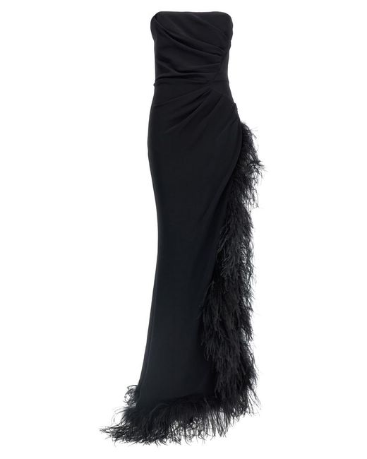 Alessandra Rich Black Feather Dress