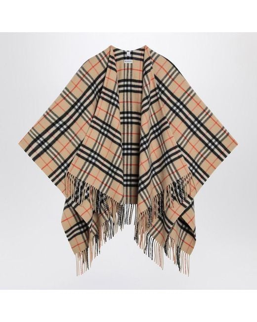 Burberry Metallic Check Pattern Wool And Cape