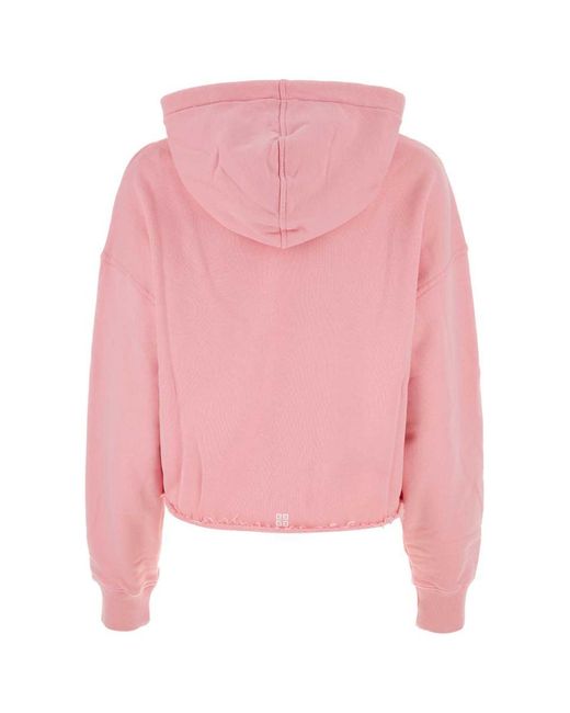 Givenchy Pink Cropped Logo Hoodie Sweatshirt