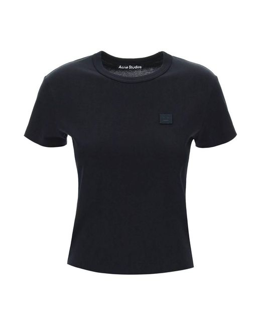 Acne Black Crew-Neck T-Shirt With Logo Patch