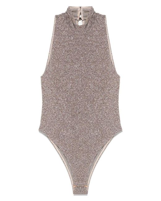 Forte Forte Gray Vrille' Lurex Jersey Turtleneck Body