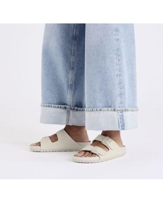 Birkenstock White Arizona Exquisite, Natural Leather