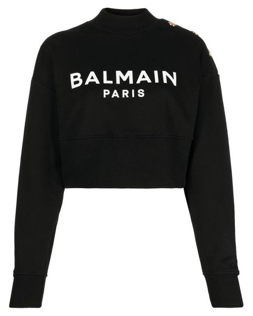 Balmain Black Logo Cotton Sweatshirt